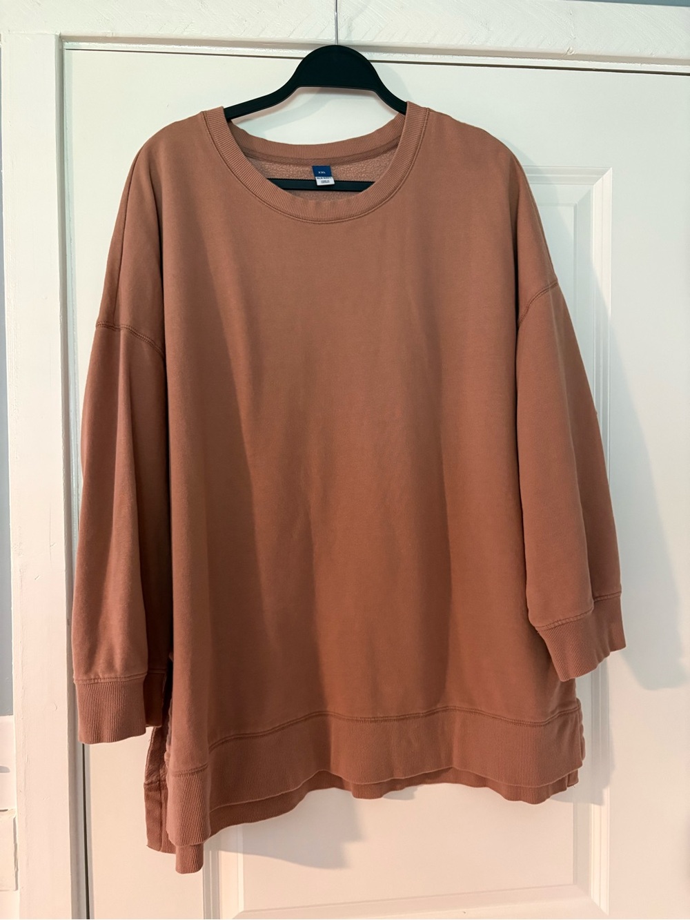 Old Navy Oversized Crewneck Sweatshirt in Tan